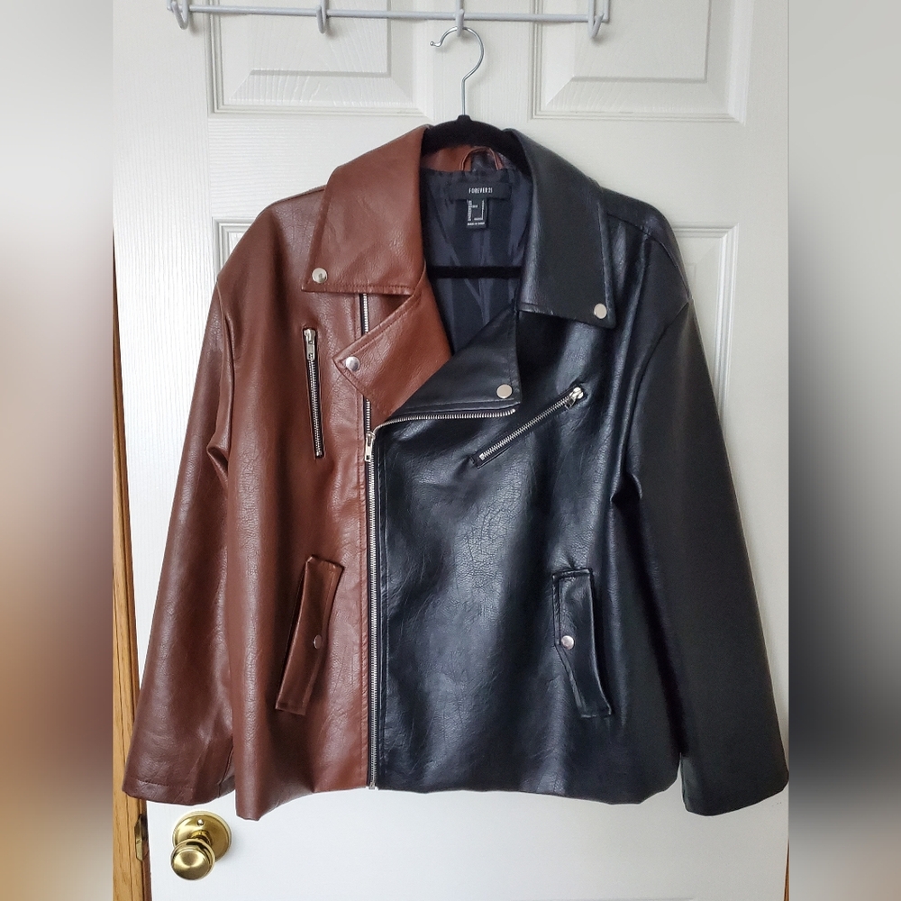 Forever 21 Colorblock Leather Jacket - Picture 5 of 5